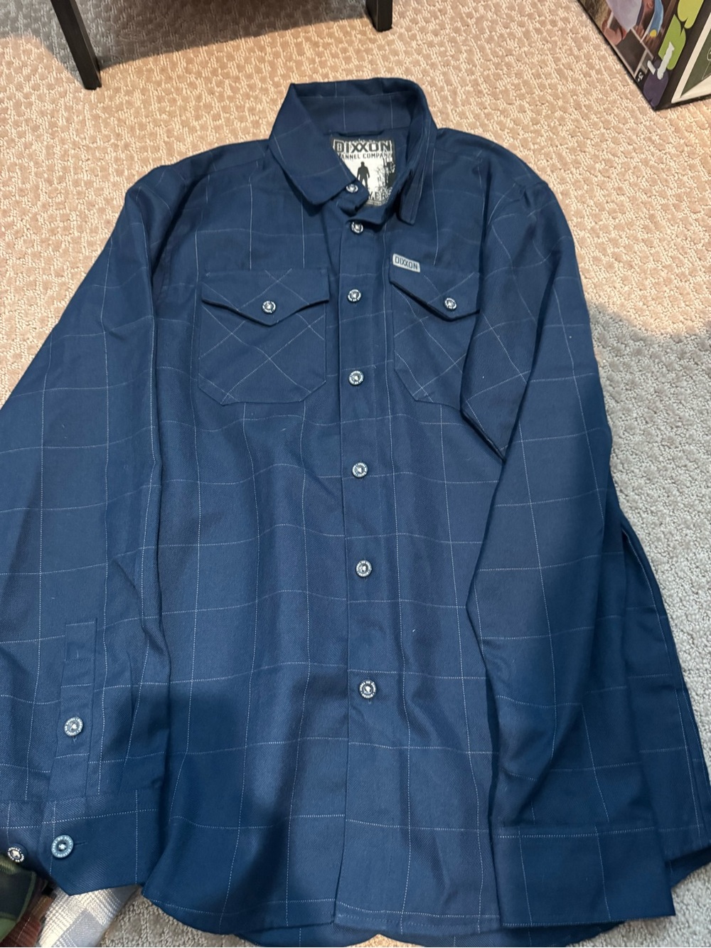 DIXXON Navy Windowpane Button-Front Shirt Jacket